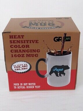 Papa Bear Mug Color Changing Heat Sensitive 16 oz Coffee Cup Father's Day Gift
